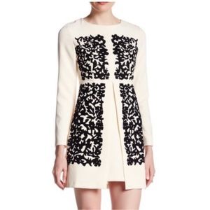 NWT MAAC London Windsor Flocked Ivory Black Long Sleeve Dress Size 8 NEW Baroque